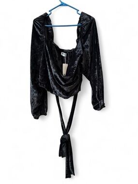 REBDOLLS 4X NWT Black Velvet Draped Tie-Front Top